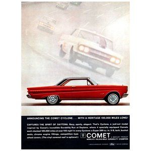 1964 Mercury Comet Cyclone Full Color Vintage Print Ad Heritage 1000 Miles Long